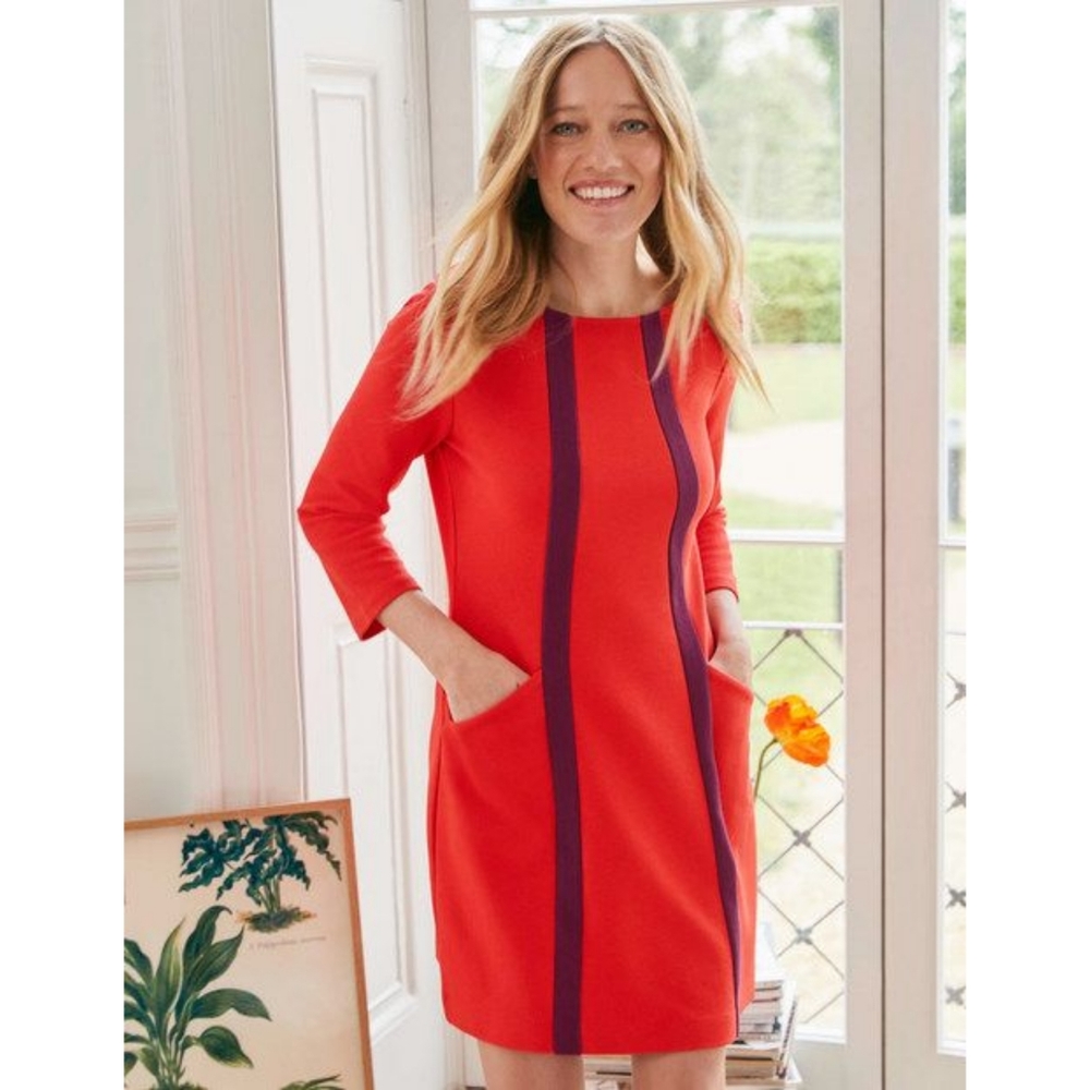 Boden Red Anita Ottoman Tunic Pocket Dress Size 4